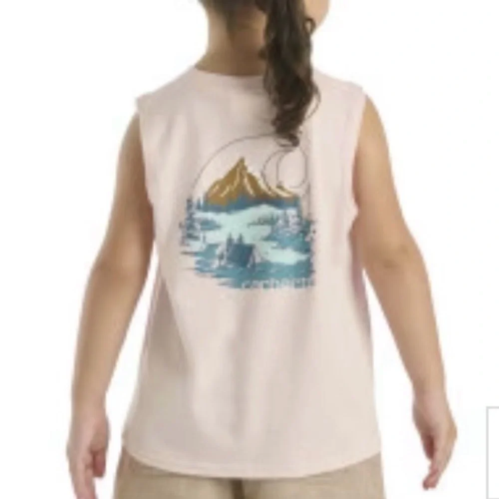 NWT YOUTH SLEEVELESS CAMPING T-SHIRT - POTPOURRI SZ 6